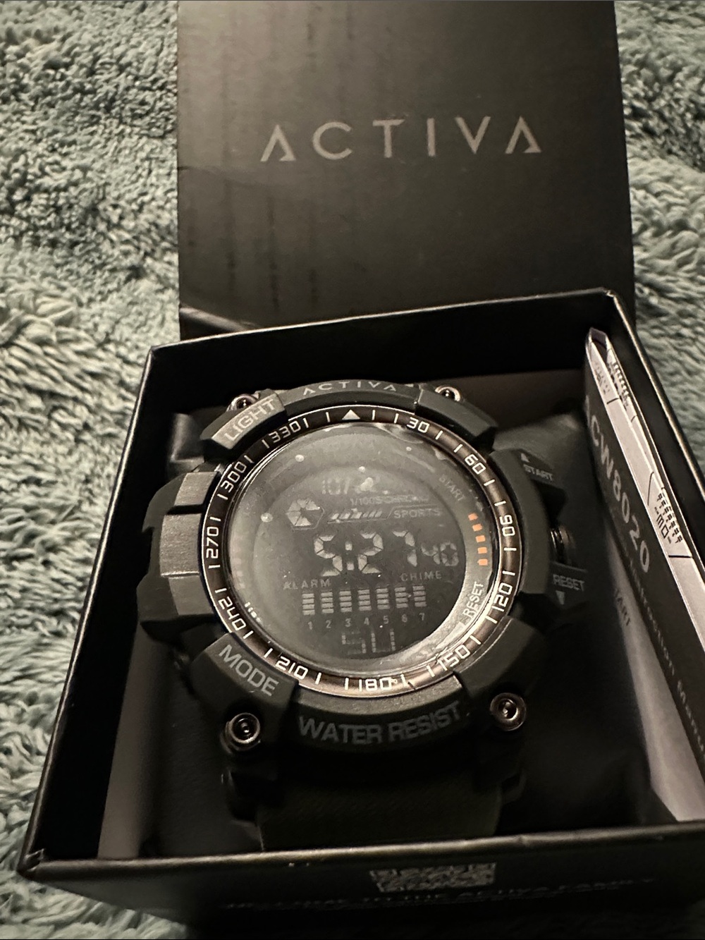 Ativa Men's Black Digital Sports Watch with Silver Dial Ring